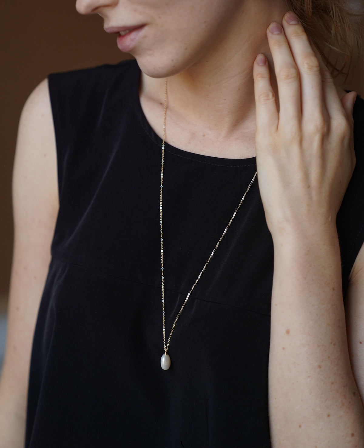 Necklace with natural pearl, 60 cm