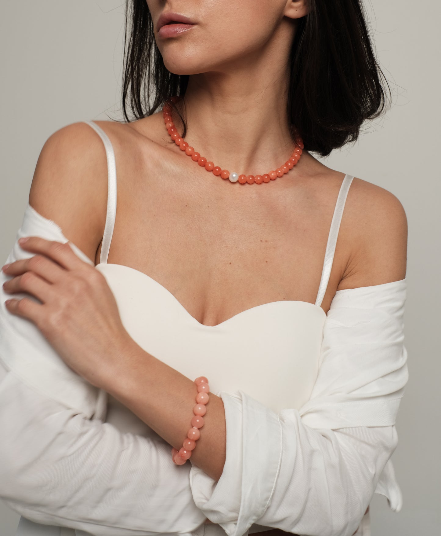 Natural jadeite bracelet "Peach"