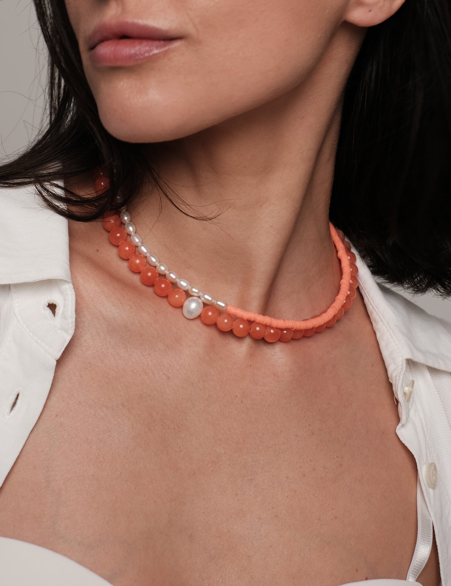 Natural pearl necklace "Peach 2"