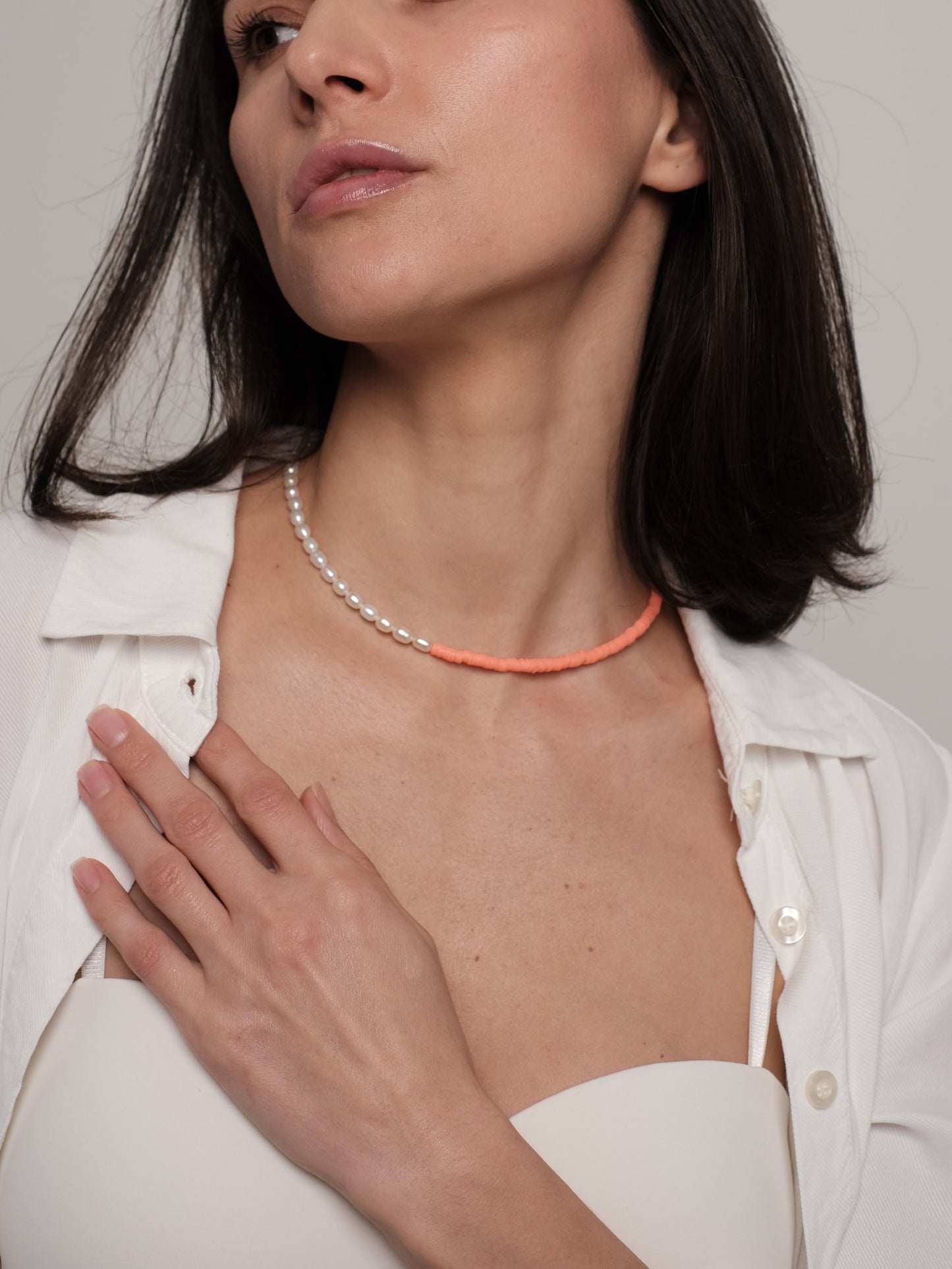 Natural pearl necklace "Peach 2"