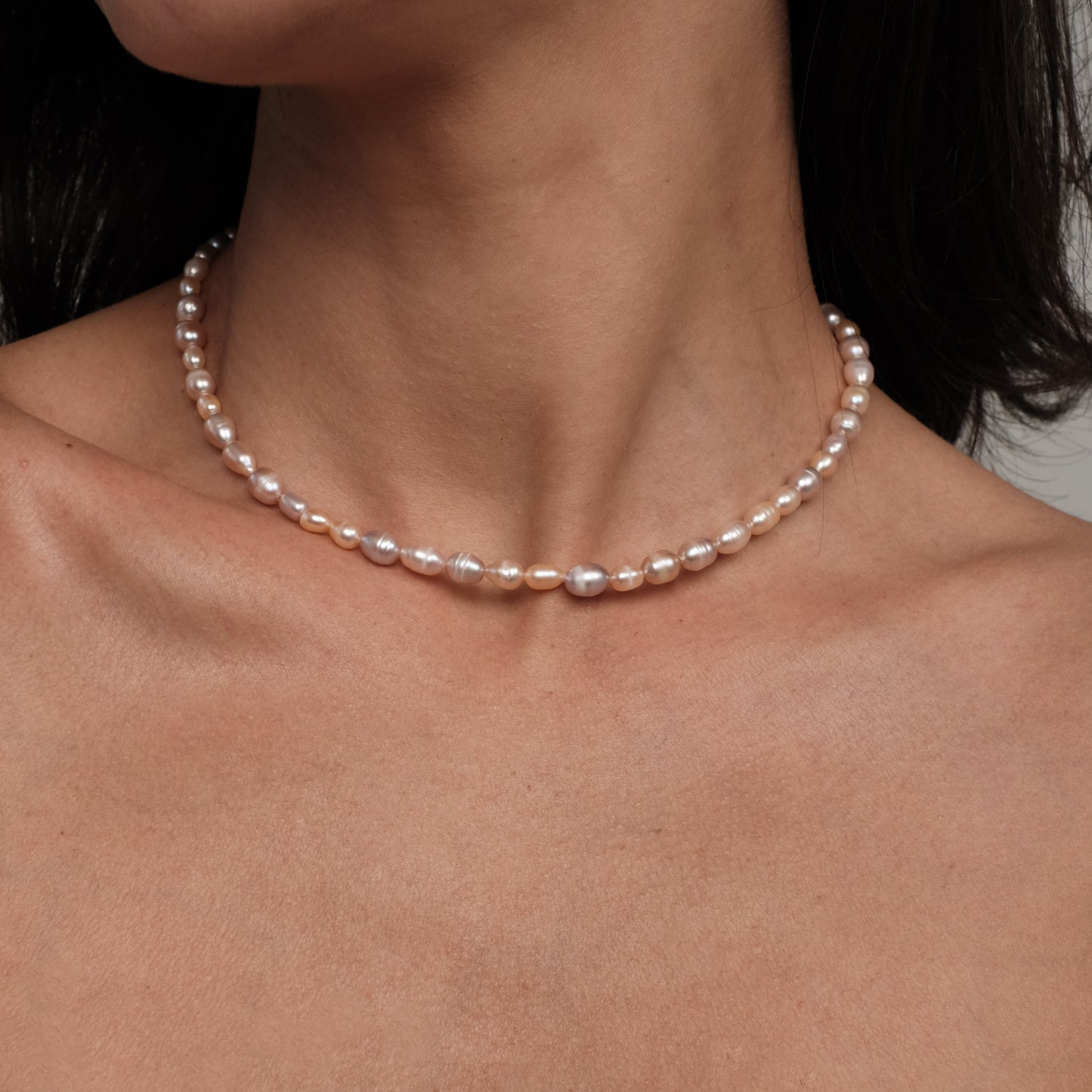 Natural pink pearl necklace "Pink rice"