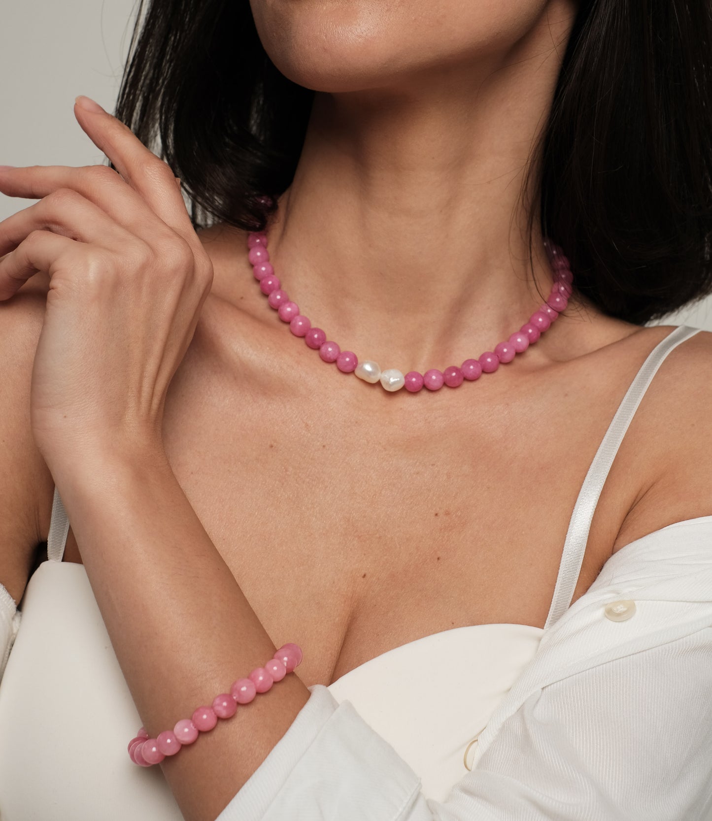 Natural jadeite bracelet "Pink"