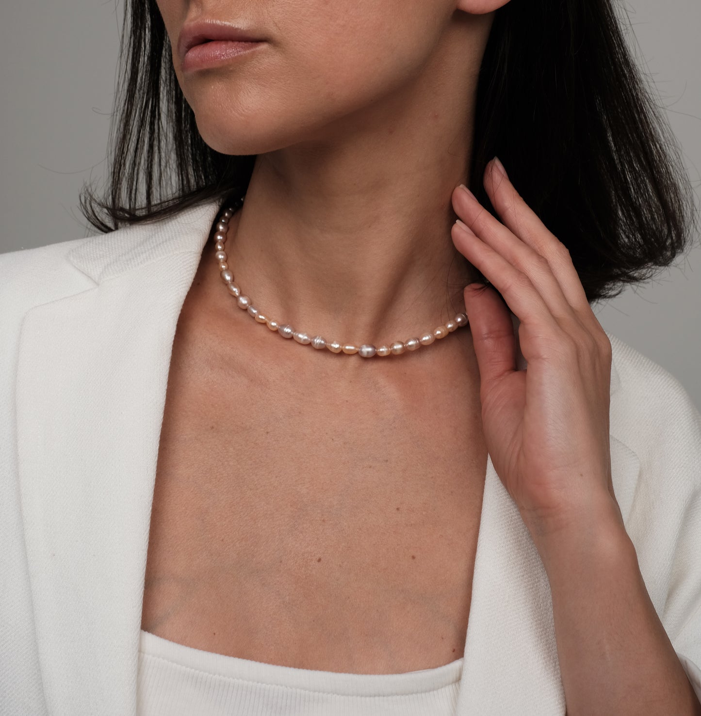 Natural pink pearl necklace "Pink rice"