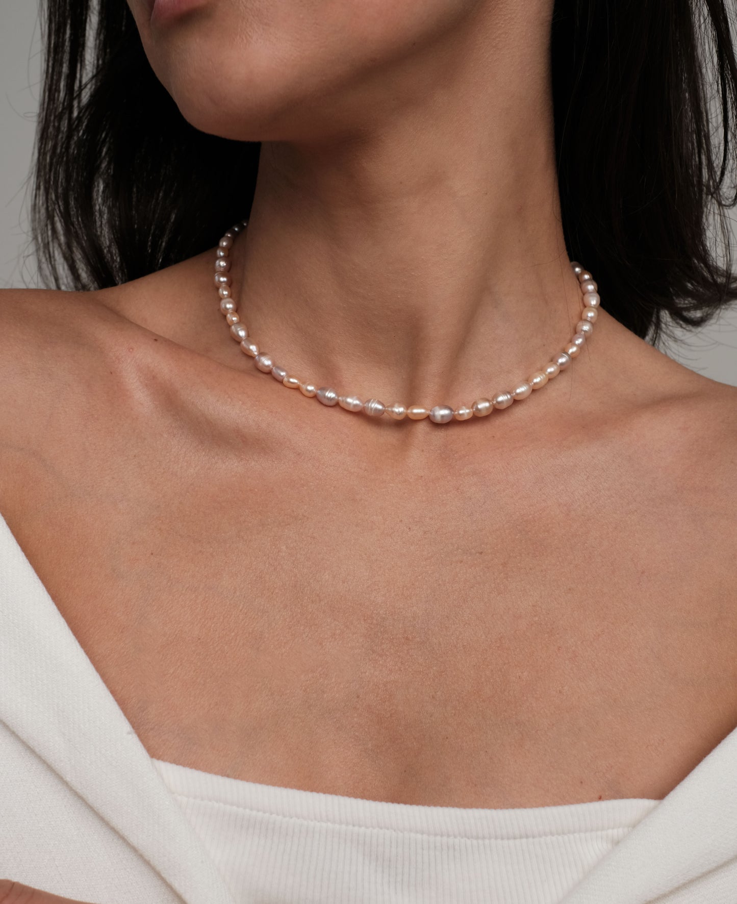 Natural pink pearl necklace "Pink rice"