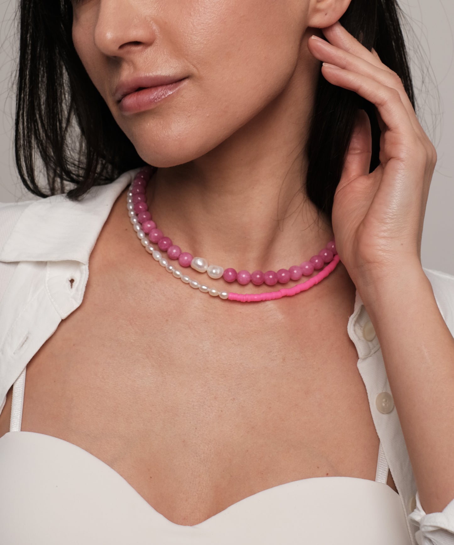 Natural pearl necklace "Pink 2"