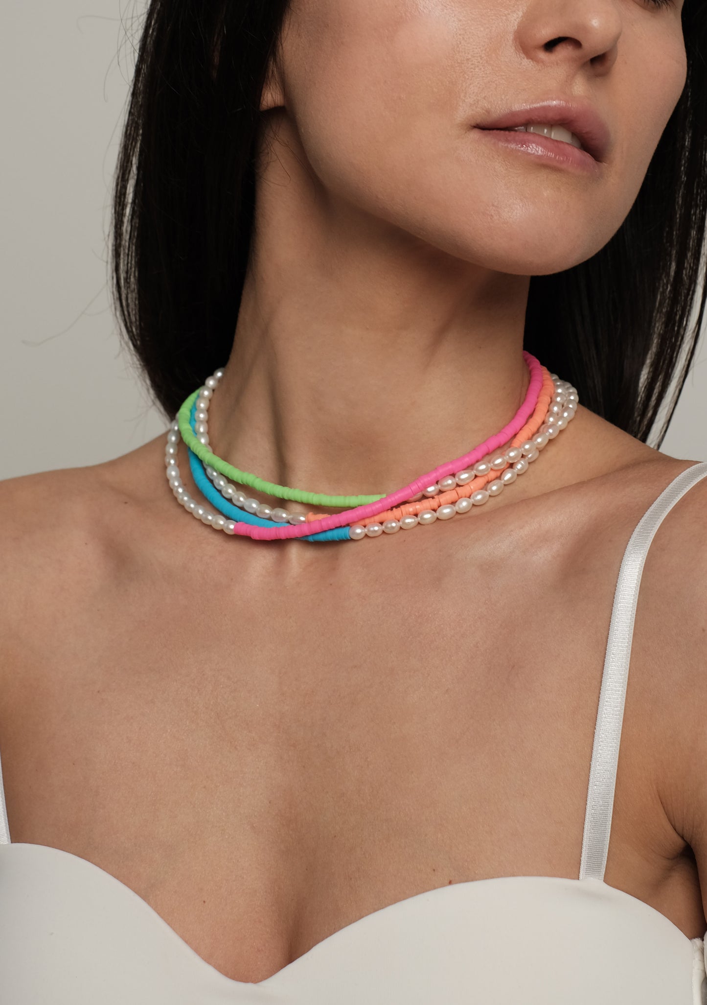 Natural pearl necklace "Light blue"