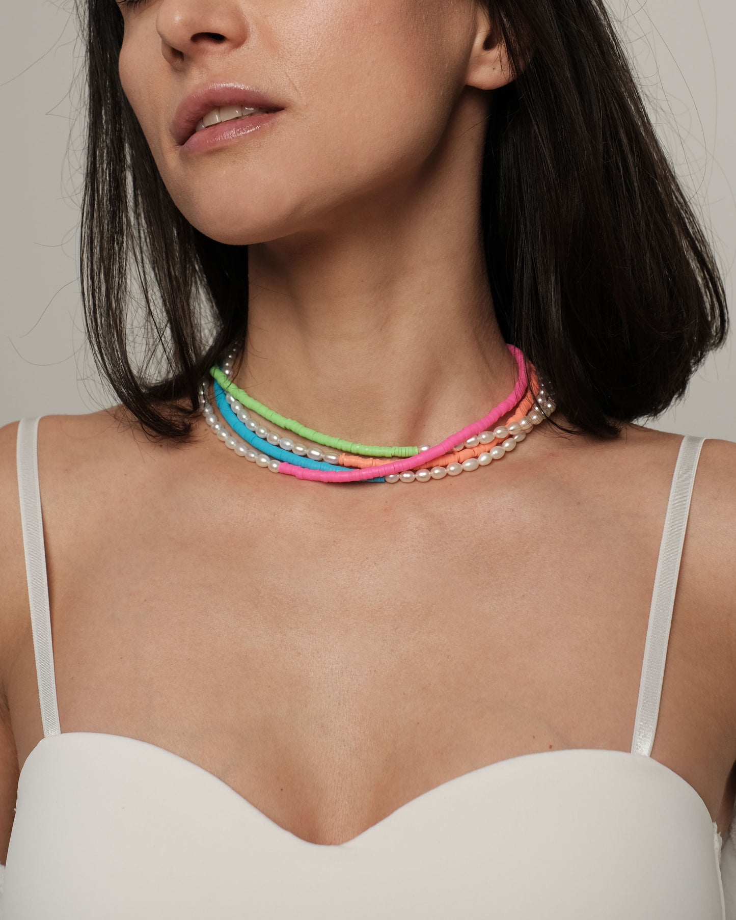 Natural pearl necklace "Light blue"