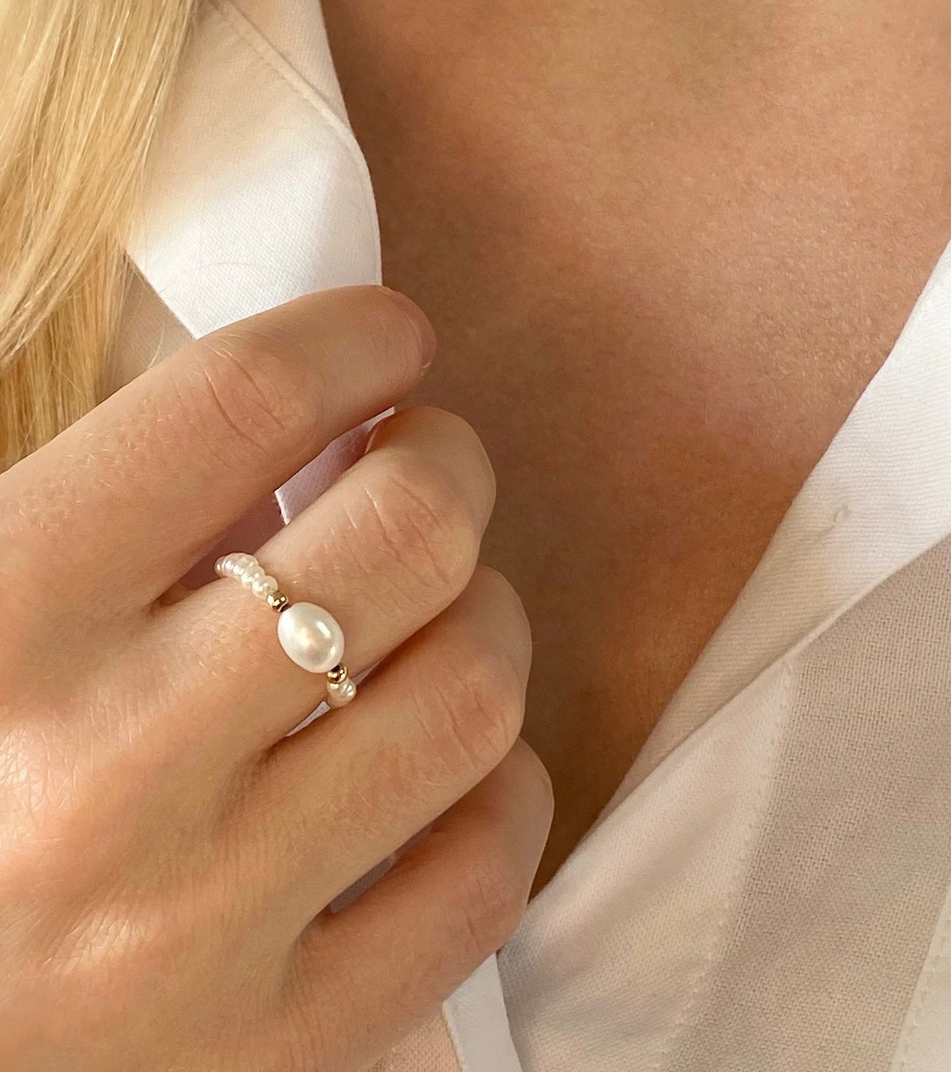 Pärlisõrmus + hõbedetailid