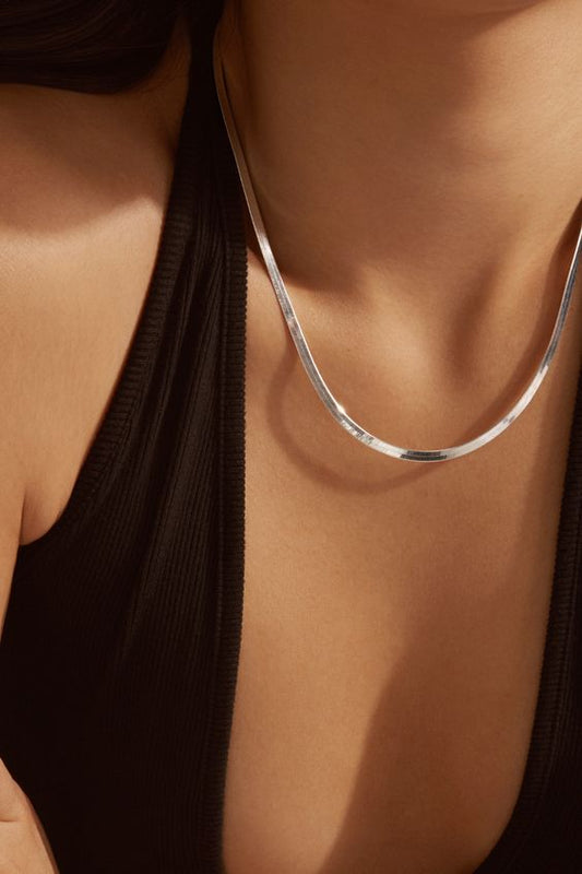 Sterling silver necklace "Flat snake 2mm"