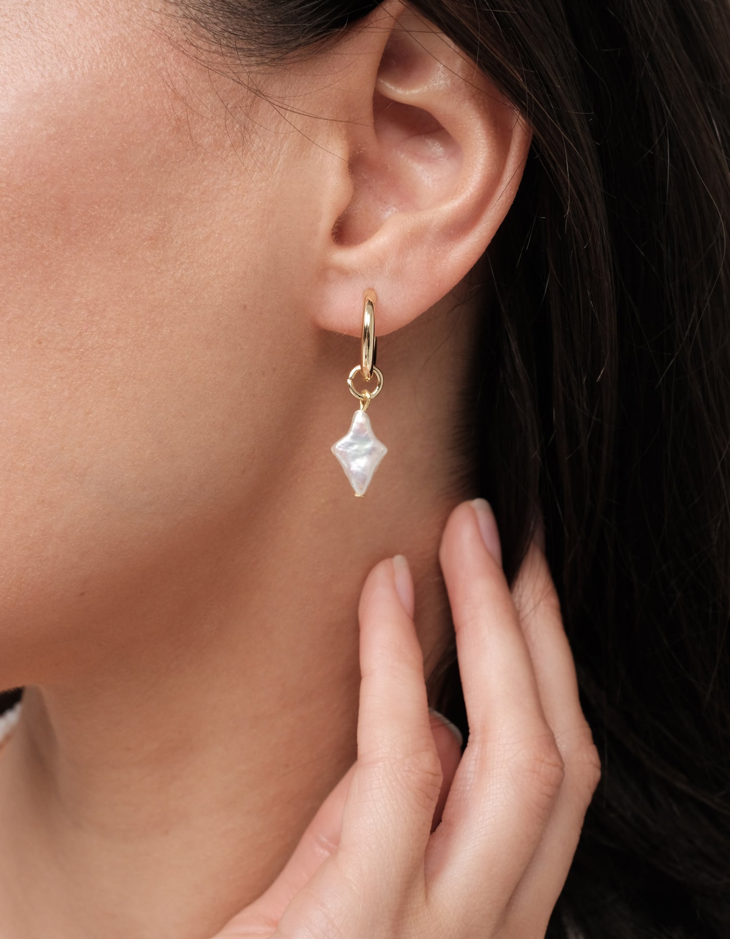 Gold plated earrings with natural baroque pearls "Star"