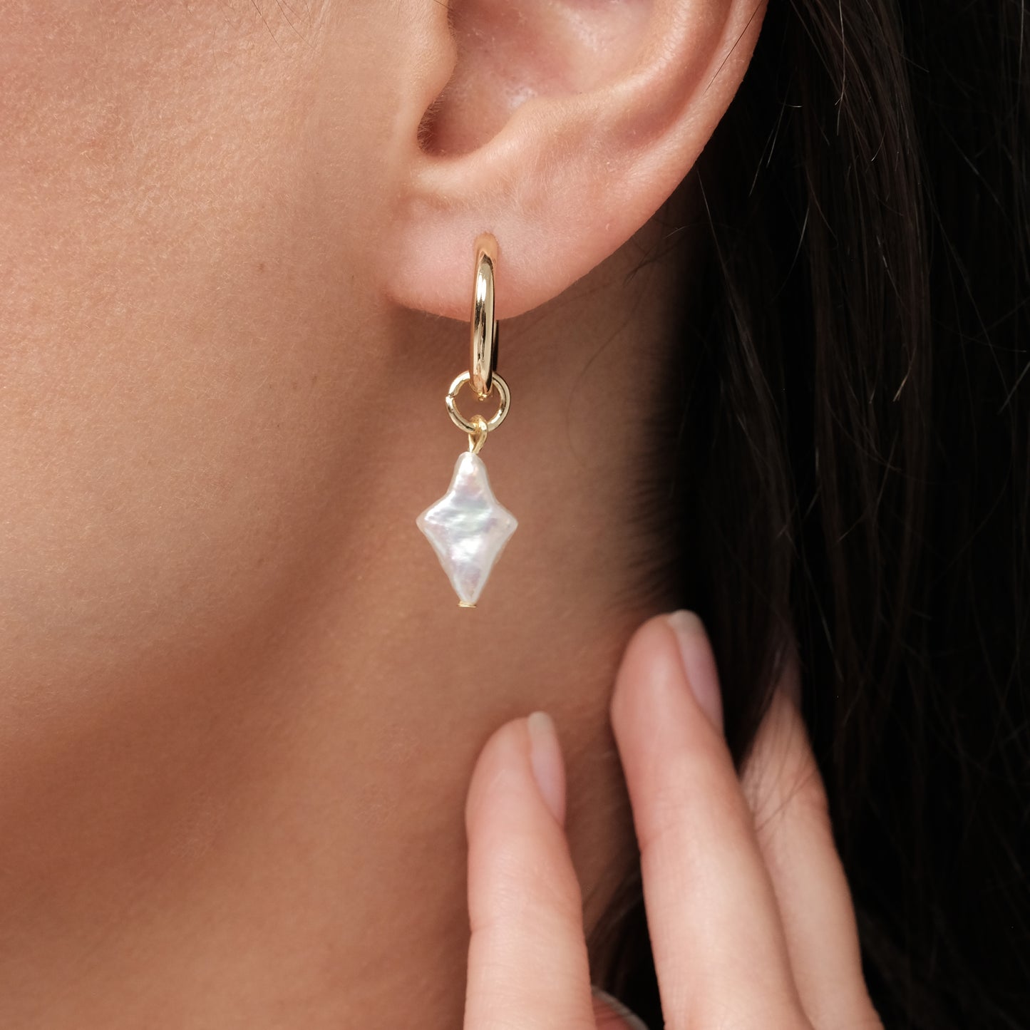Gold plated earrings with natural baroque pearls "Star"