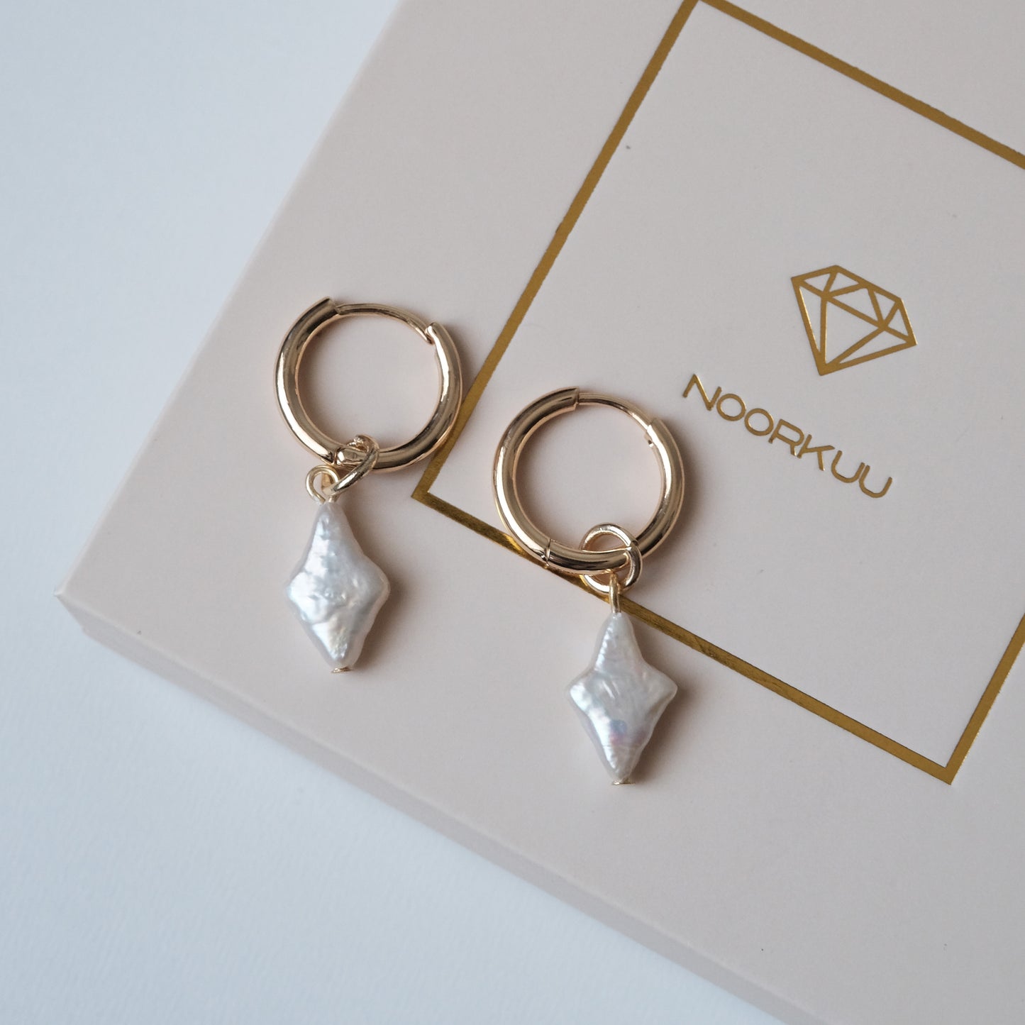 Gold plated earrings with natural baroque pearls "Star"