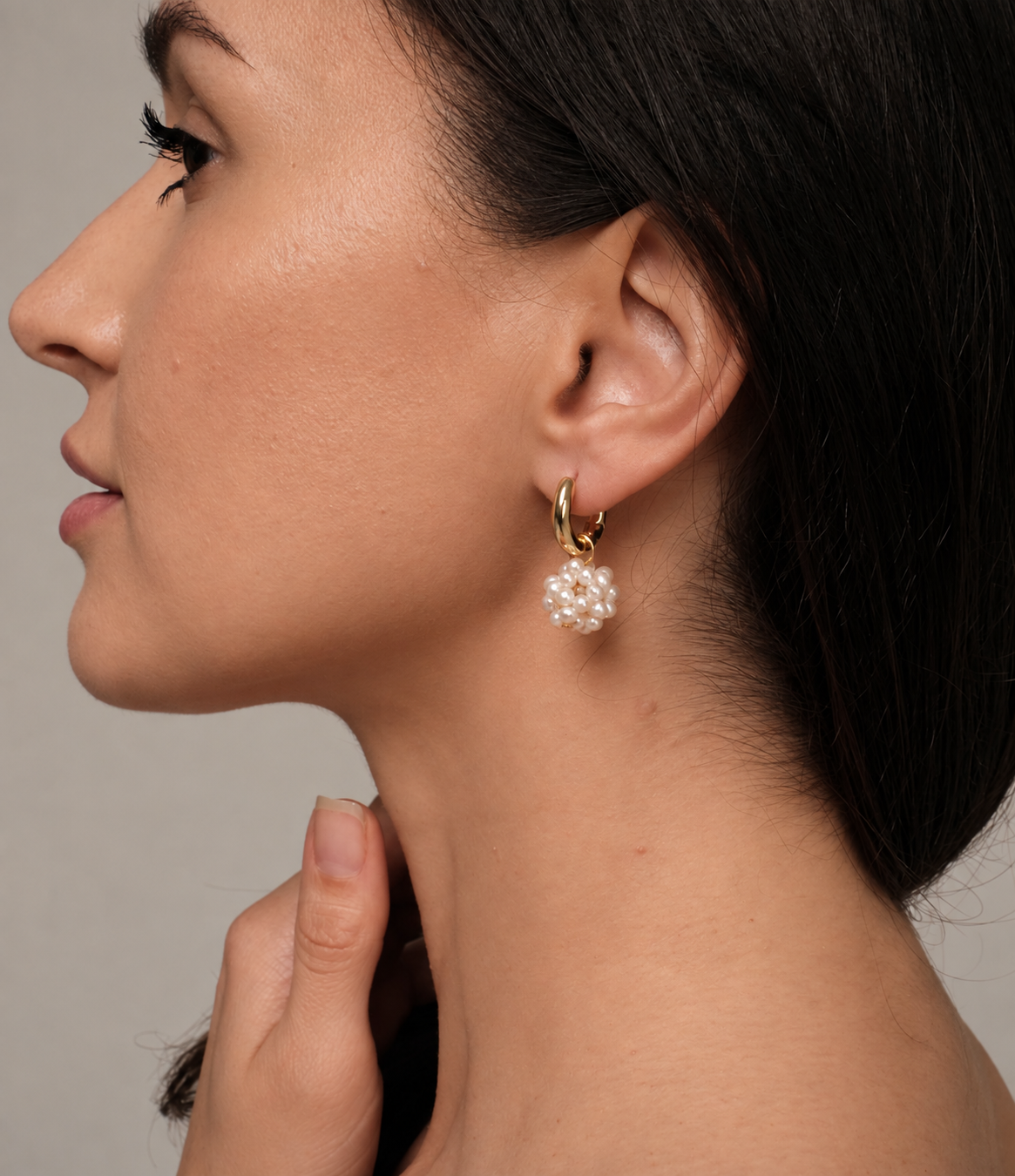 Gold plated earrings with natural pearls "Bloom"