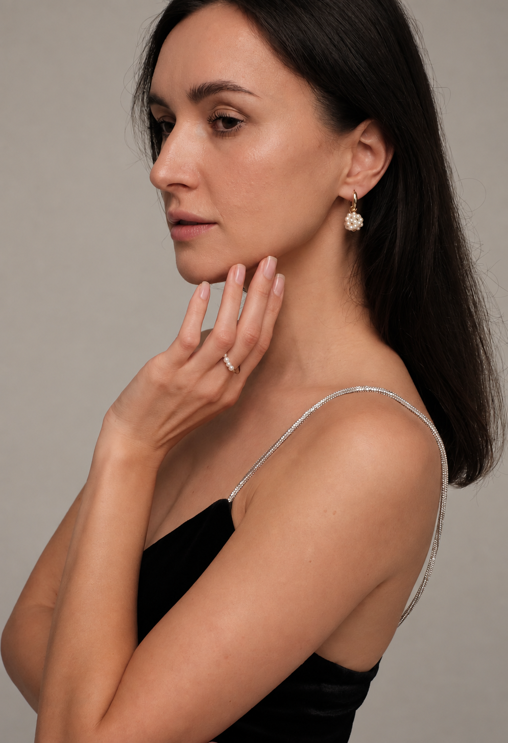 Gold plated earrings with natural pearls "Bloom"