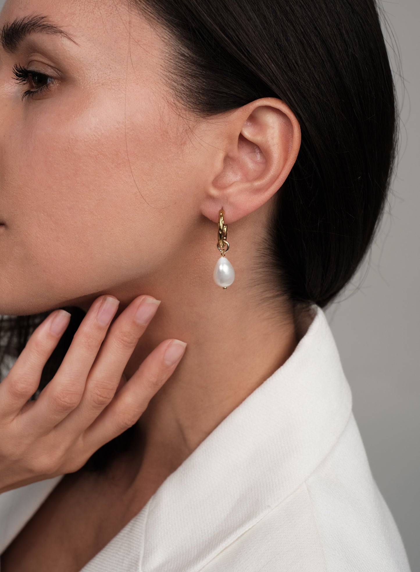 Gold plated earrings with natural baroque pearls "Sea"