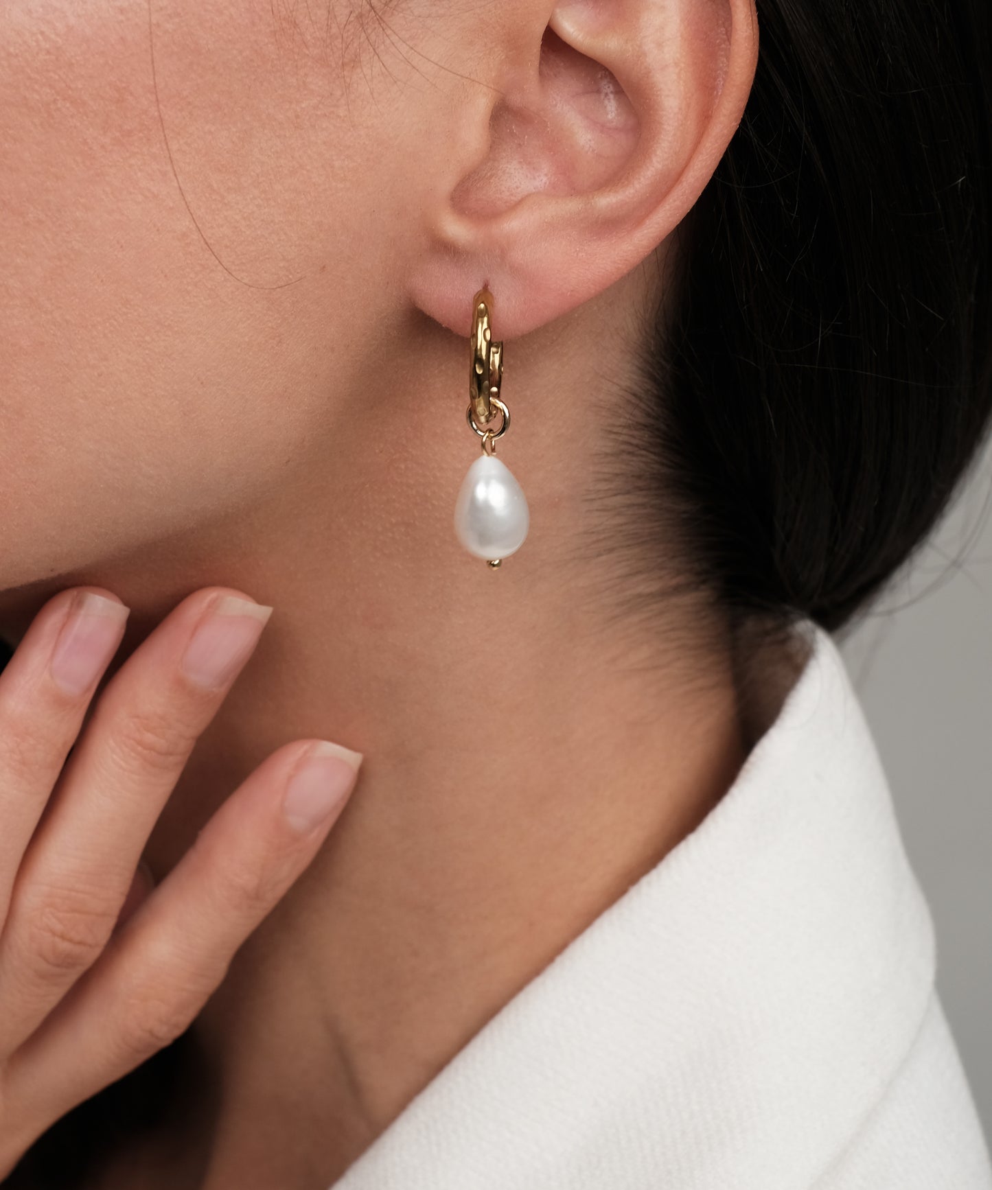 Gold plated earrings with natural baroque pearls "Sea"