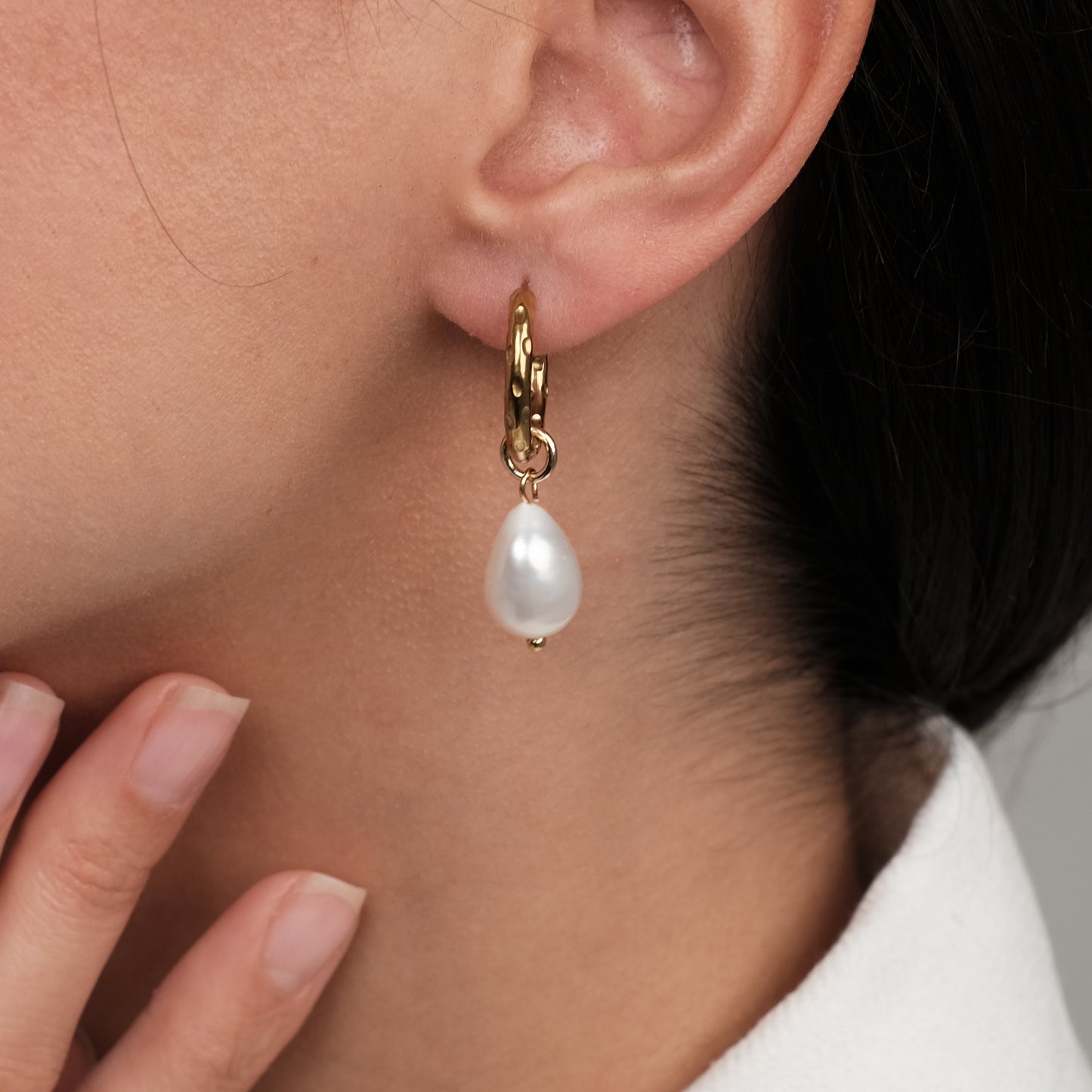 Gold plated earrings with natural baroque pearls "Sea"