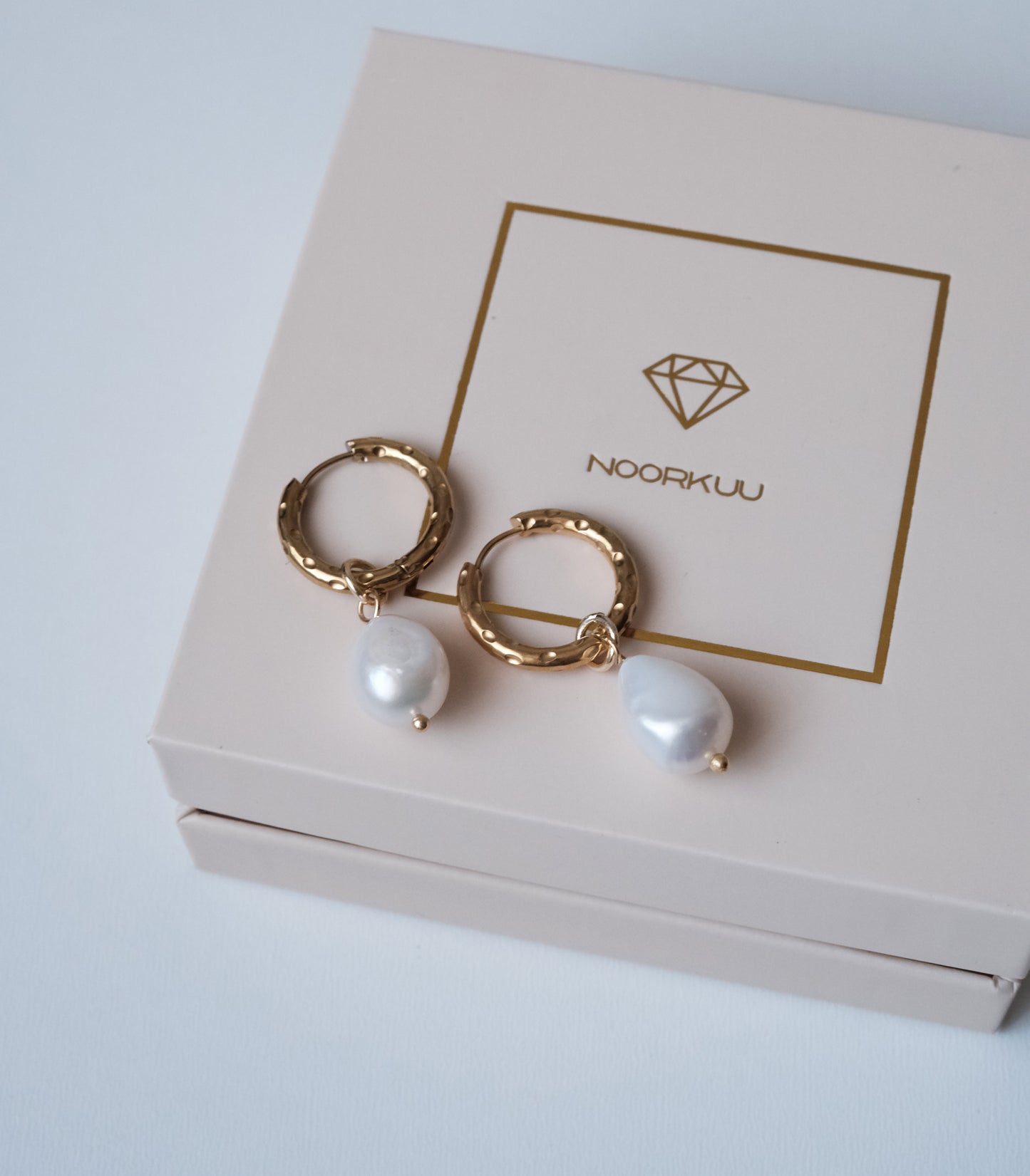 Gold plated earrings with natural baroque pearls "Sea"
