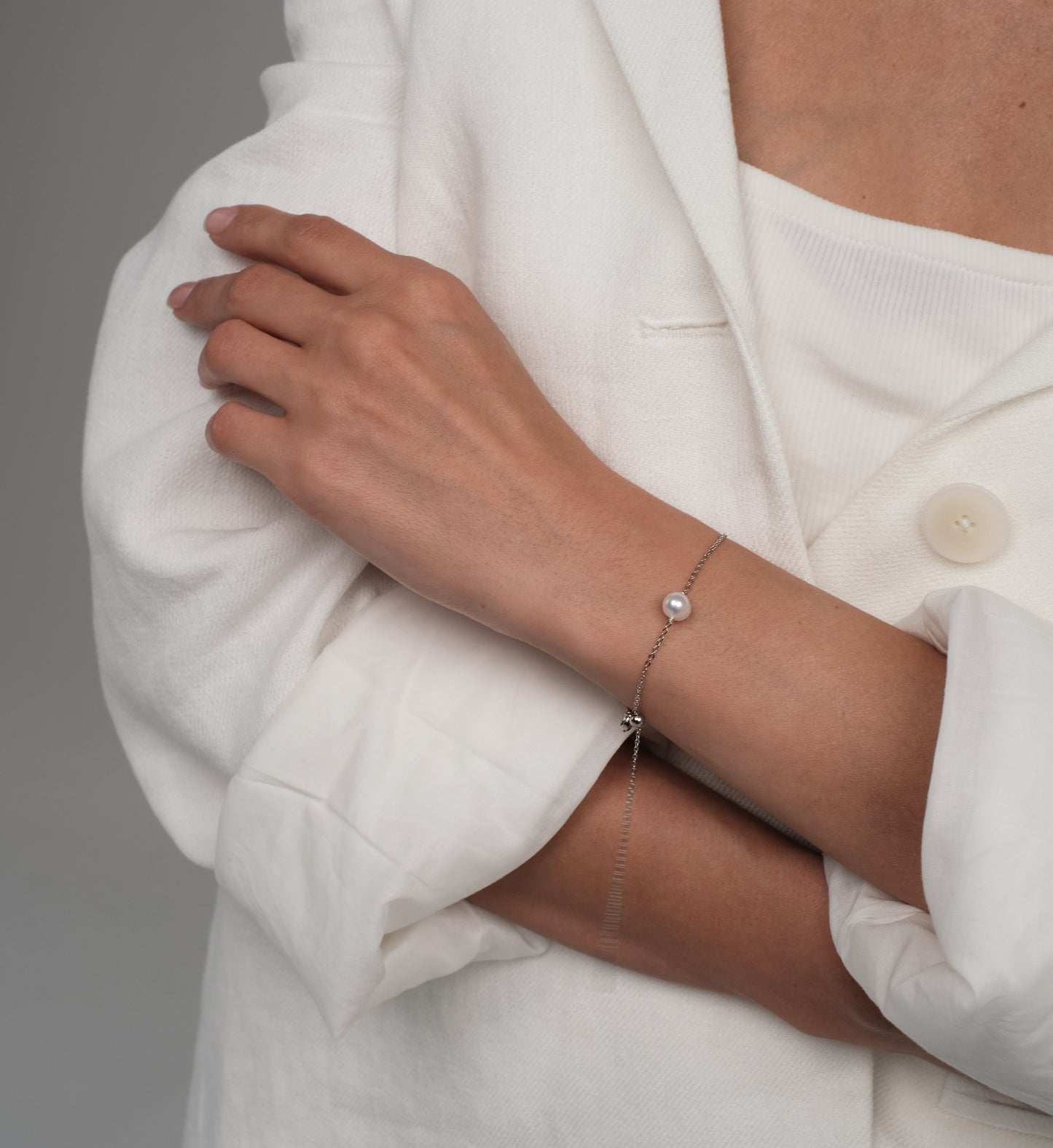 Silver plated bracelet with natural pearl "Silver"