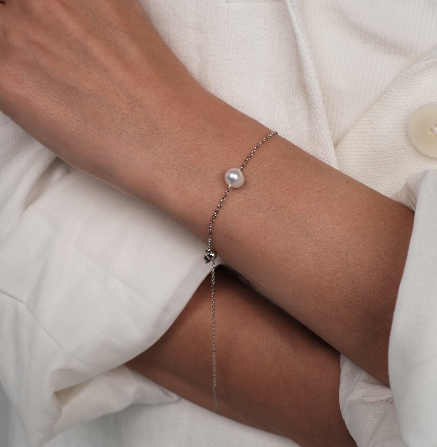 Silver plated bracelet with natural pearl "Silver"
