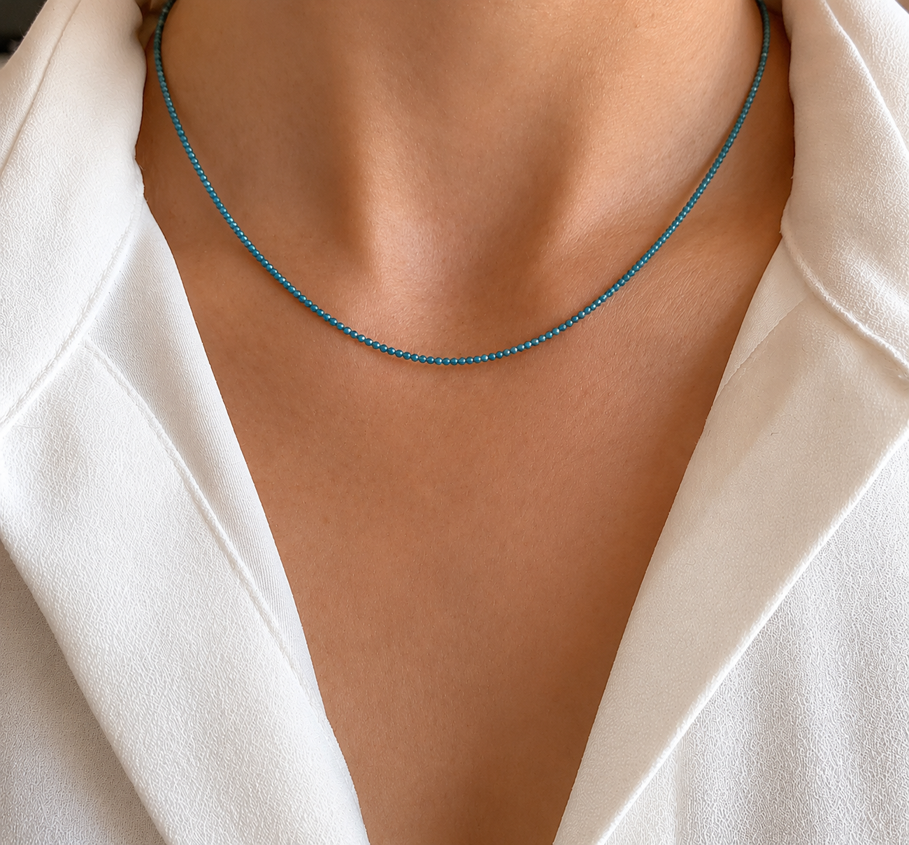 Apatite necklace, 2mm