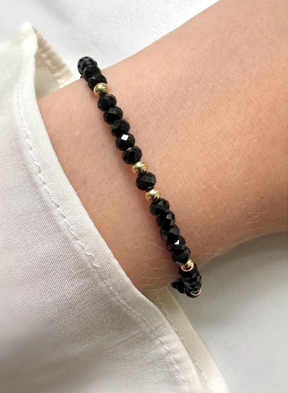 Tourmaline bracelet with gold plated / silver details