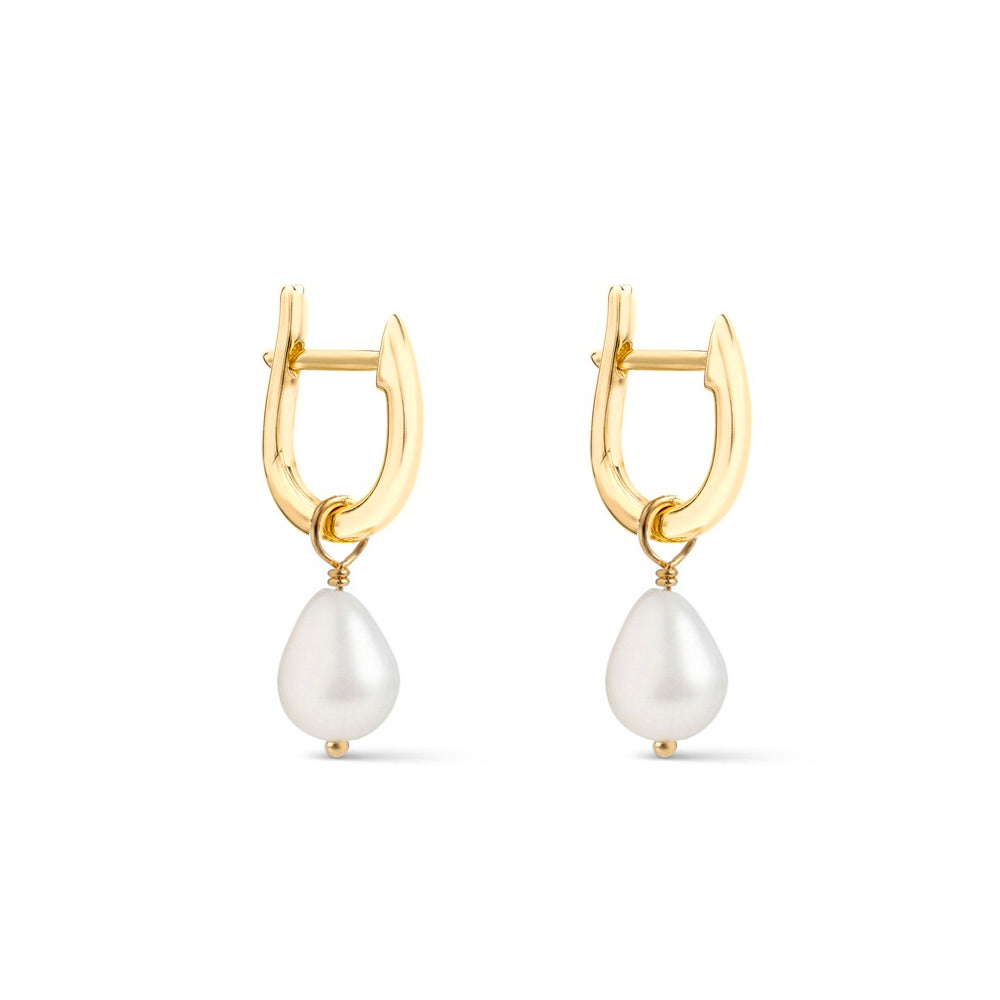 Gold plated earrings with natural pearls (2 in 1)
