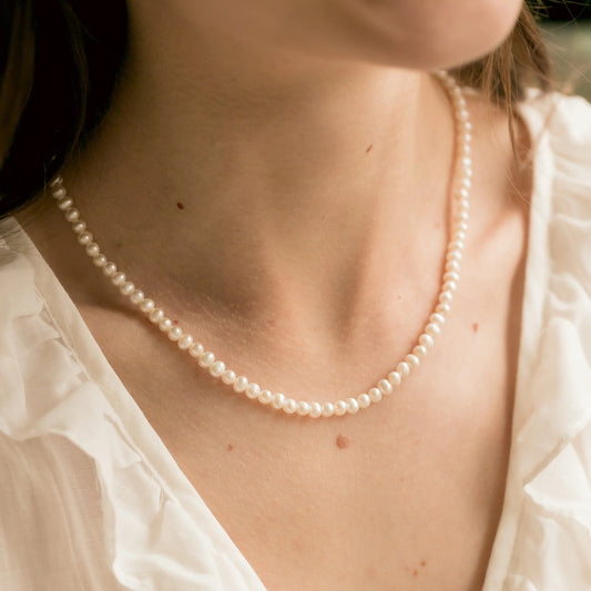 Natural pearl necklace, 4mm