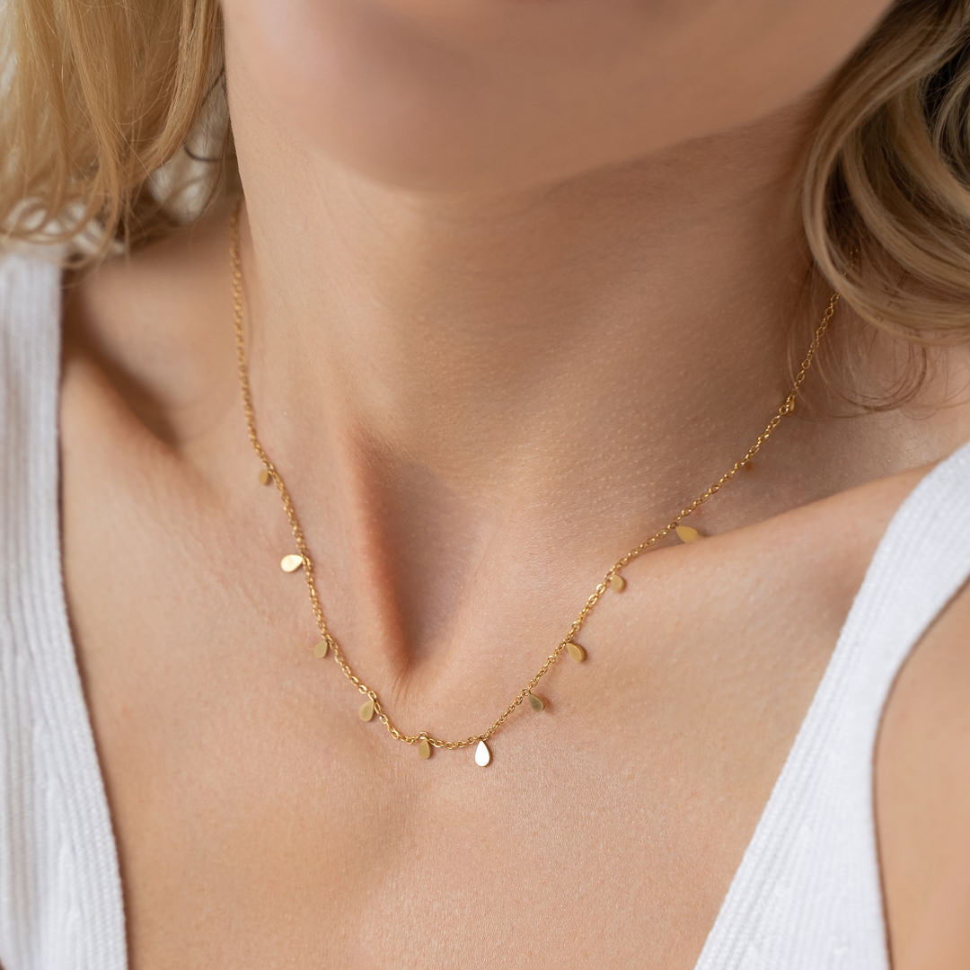 Gold plated necklace "Drops"