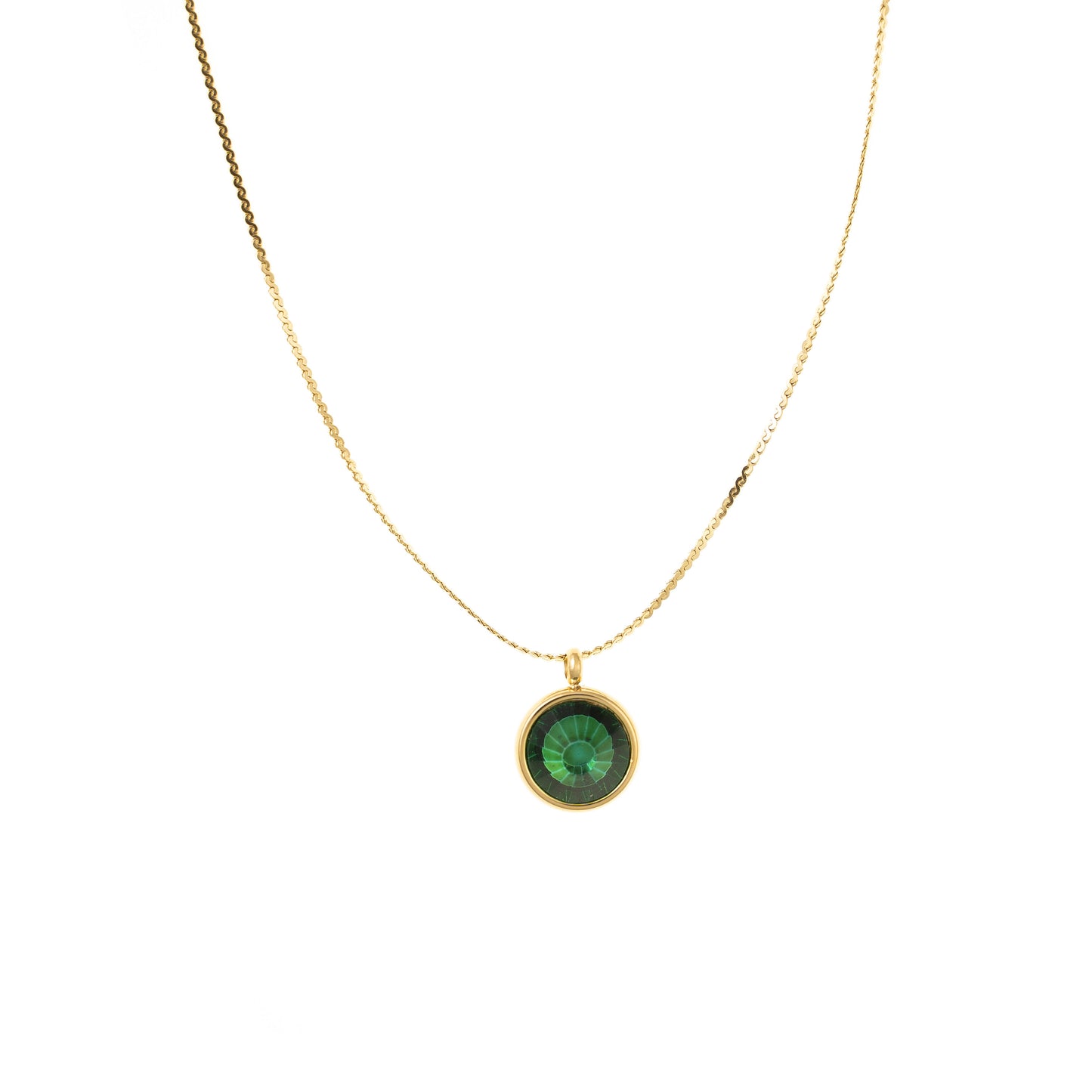 Gold plated necklace "Green eye"