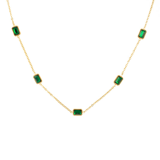 Gold plated necklace with crystals "Green Colors"