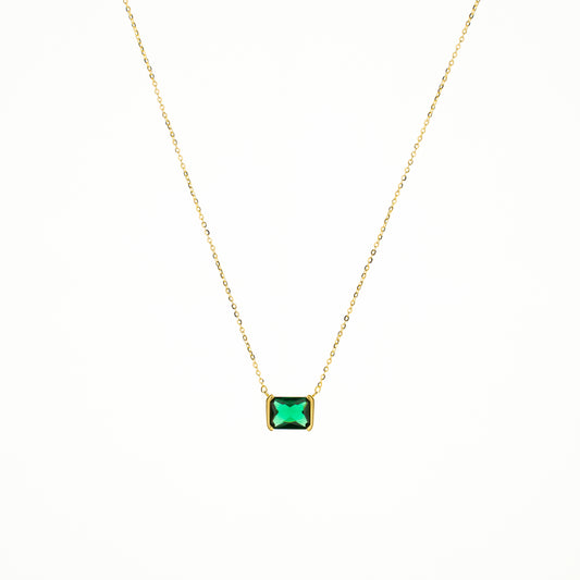 Sterling silver gold plated necklace "Green crystal"