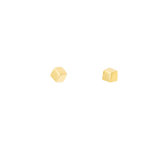 925 prabos sidabro Auskarai "Golden Cube"
