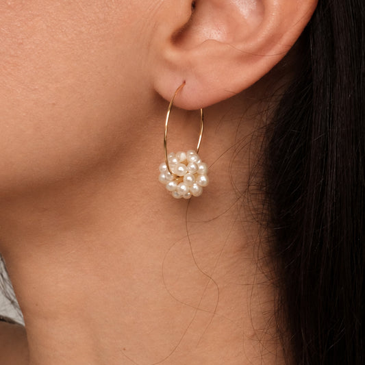 Gold plated earrings with natural pearls "Olie"