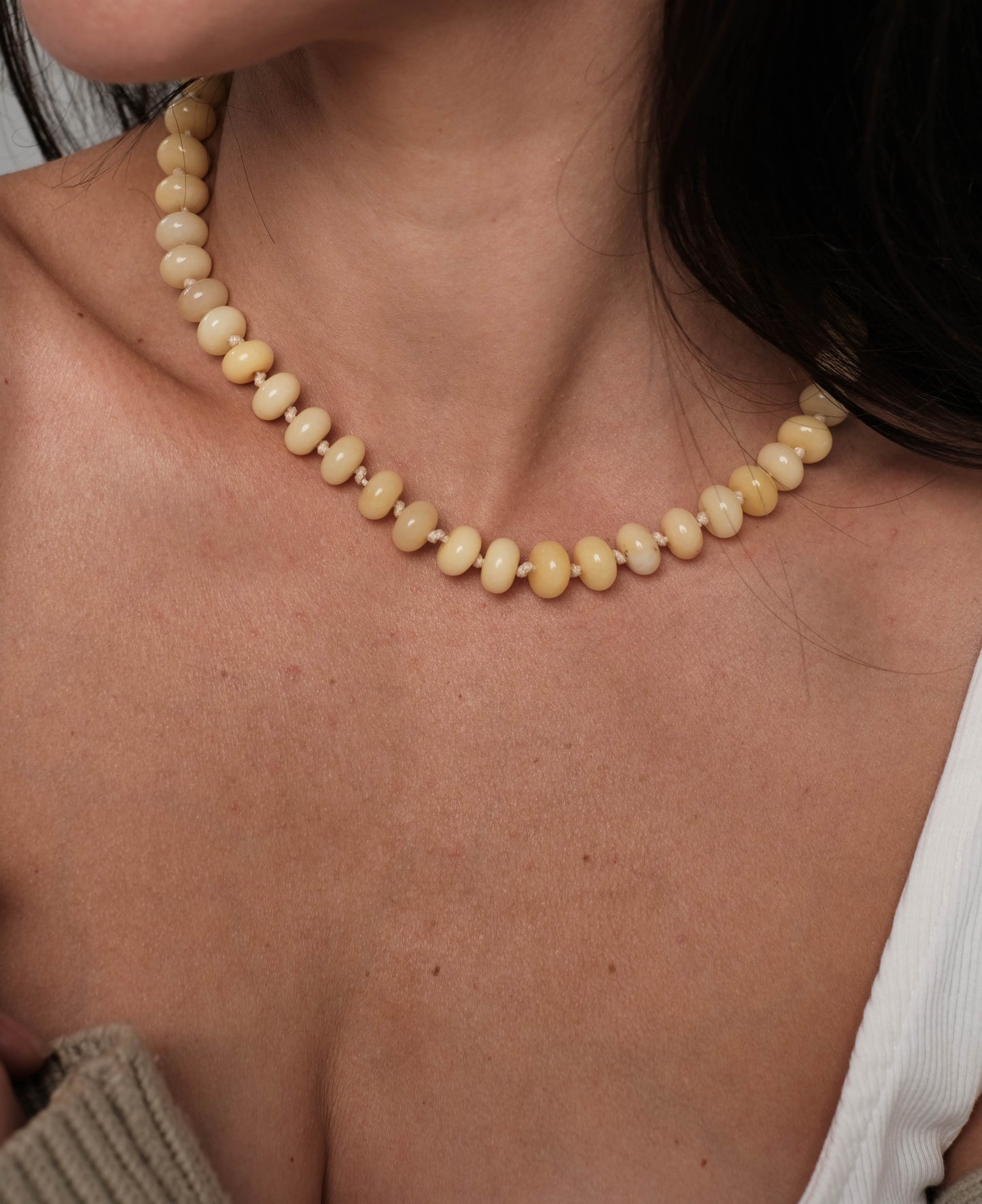 Yellow stone bead necklace