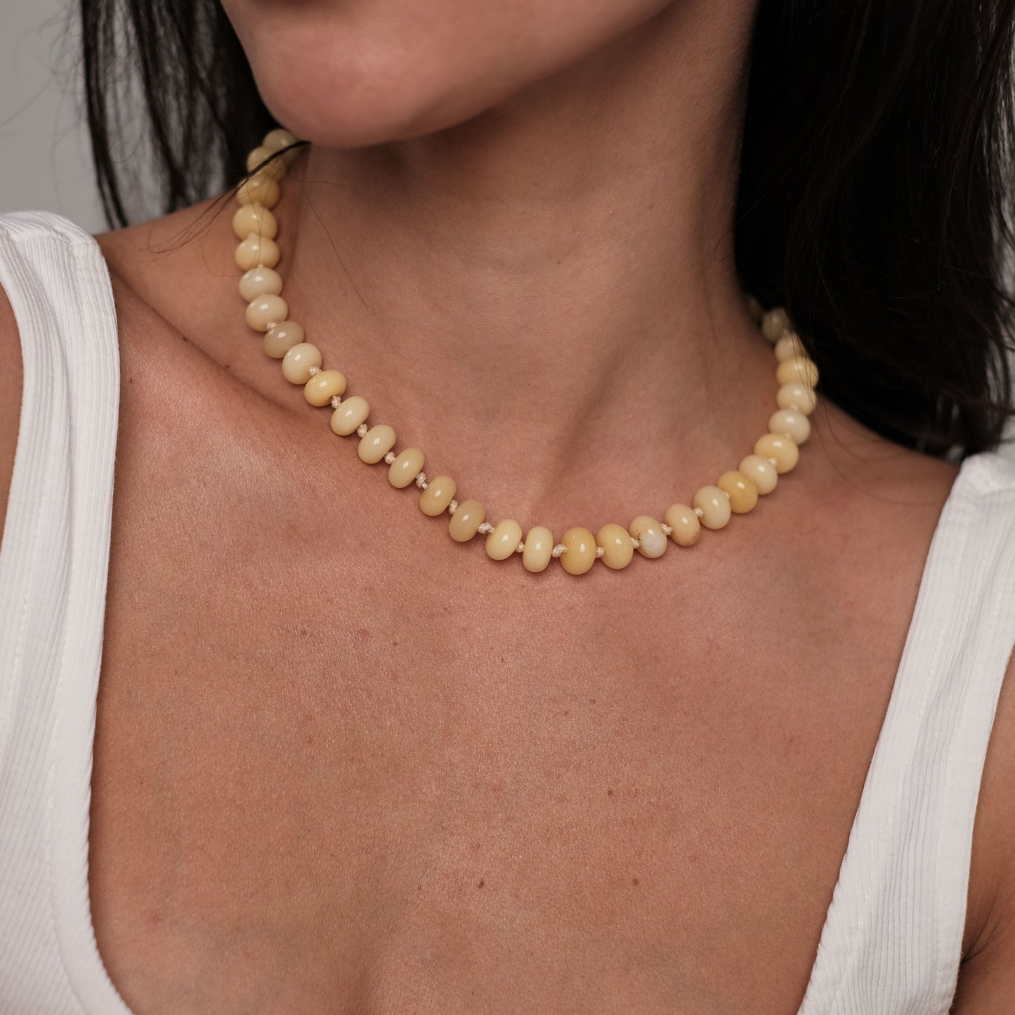 Yellow stone bead necklace