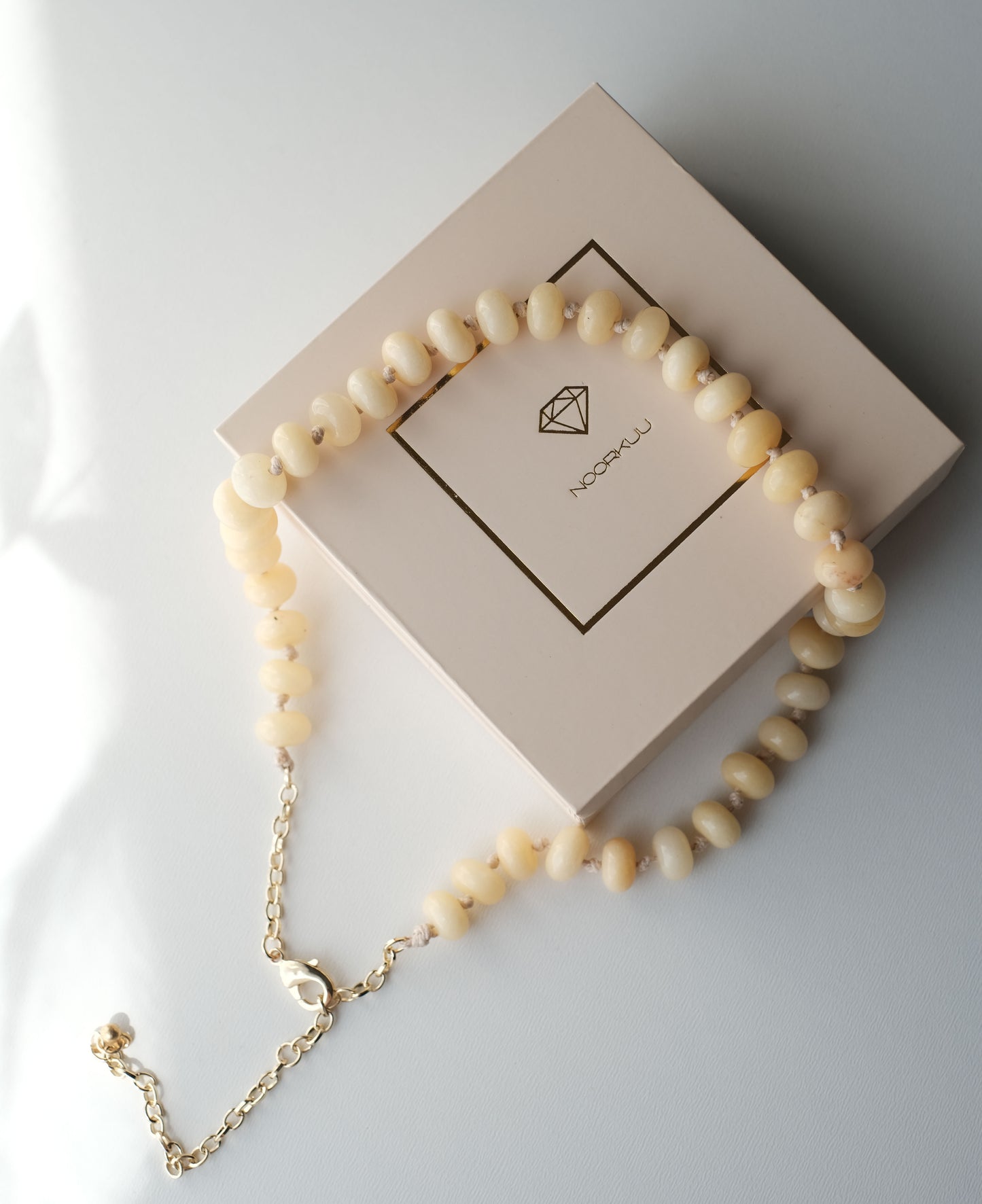Yellow stone bead necklace
