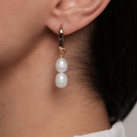 Apzeltīti auskari ar dabīgām pērlēm "Classic Small"