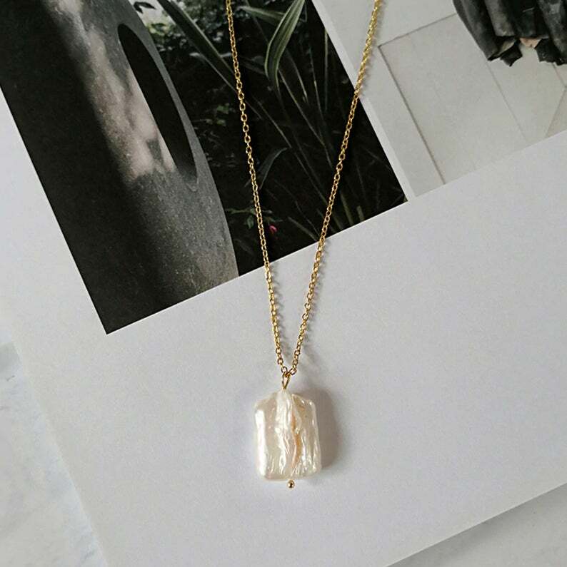 Gold plated/ Silver plated necklace with natural pearl