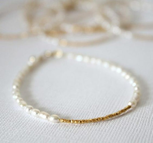 Gold plated bracelet with natural pearls Tati