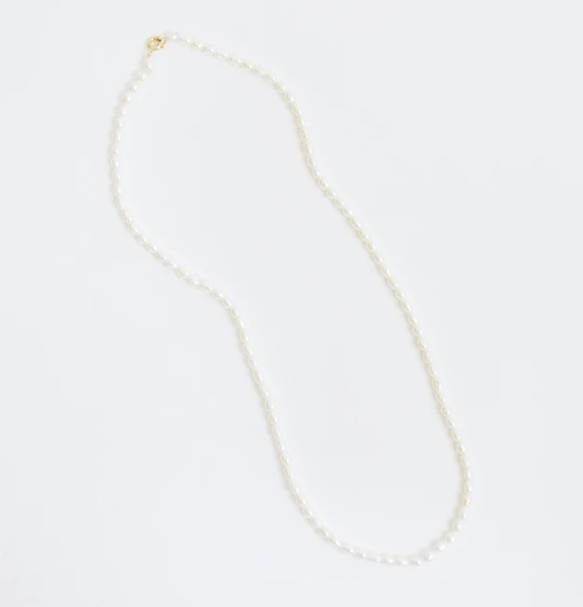 Irregular rice pearl necklace