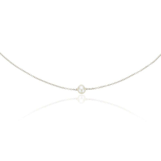 Silver plated necklace with natural pearl, 6mm