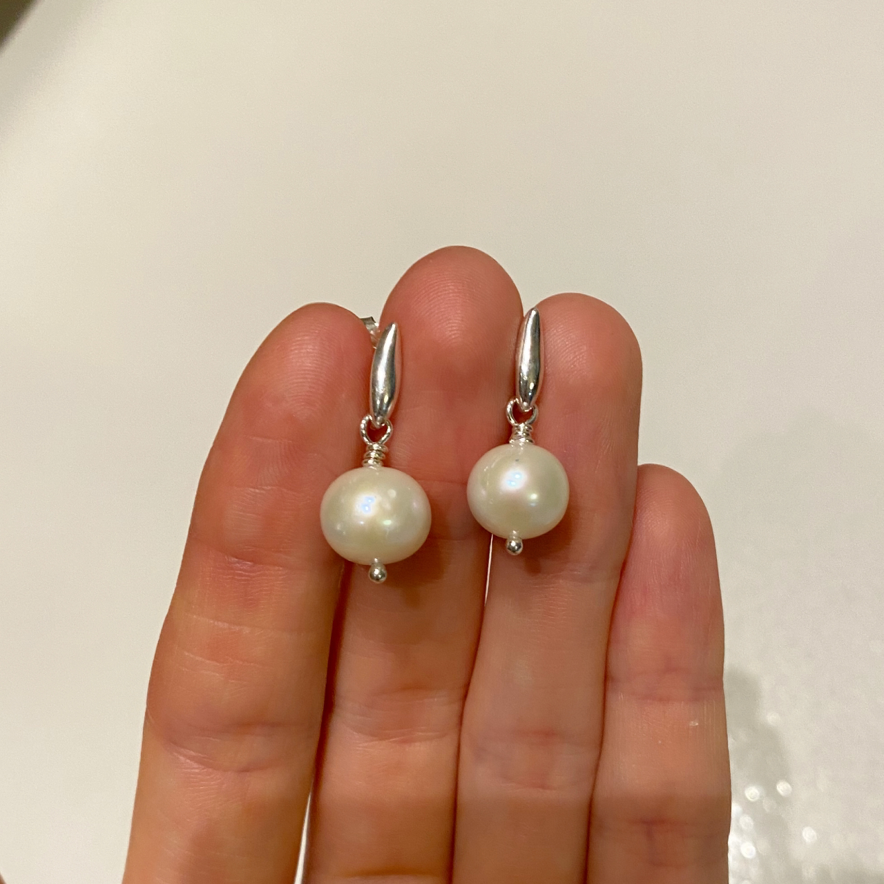 925 sterling silver earrings with natural pearls