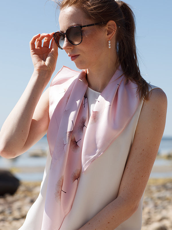 100% silk scarf "Romantic pink"