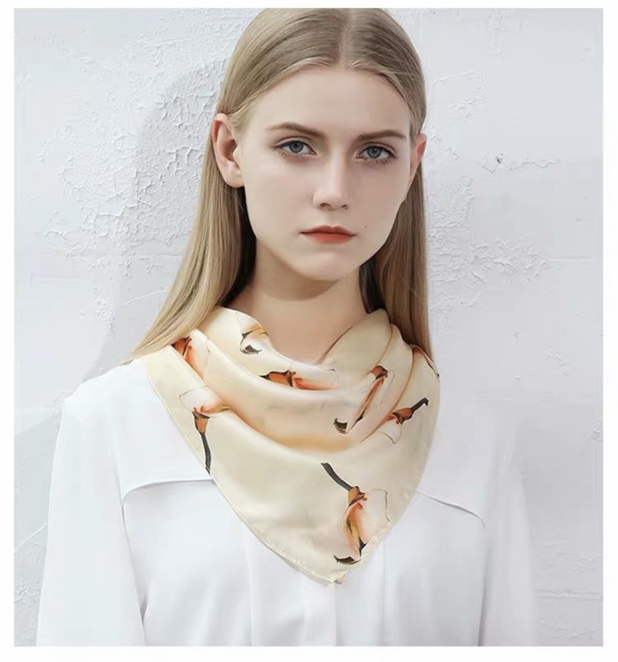 100% silk scarf "Arum lily"