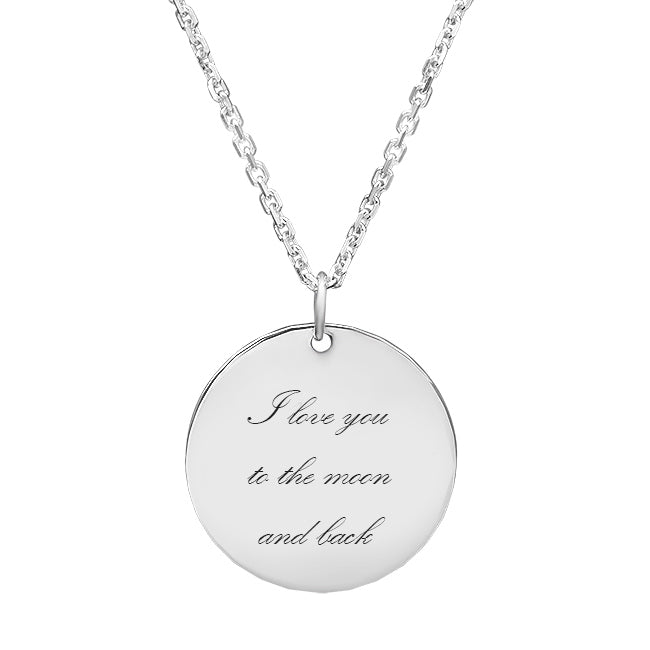 Silver plated pendant with Your engraved text