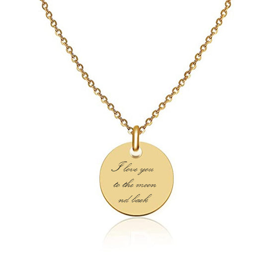 Gold plated pendant with Your engraved text