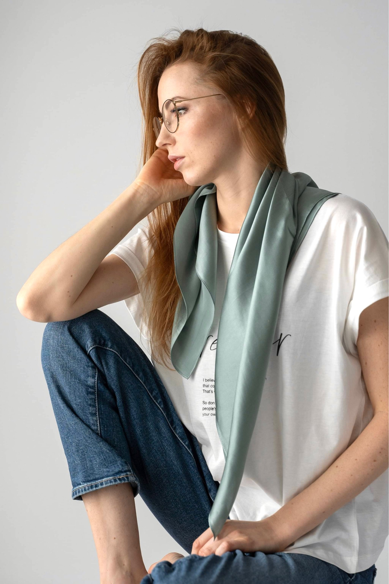 100% silk scarf "Jade"