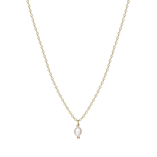 Necklace with natural oval pearl