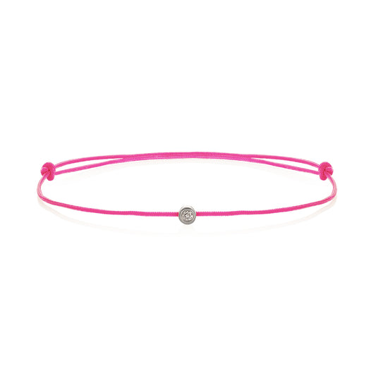 Pink string bracelet with 0.02ct diamond